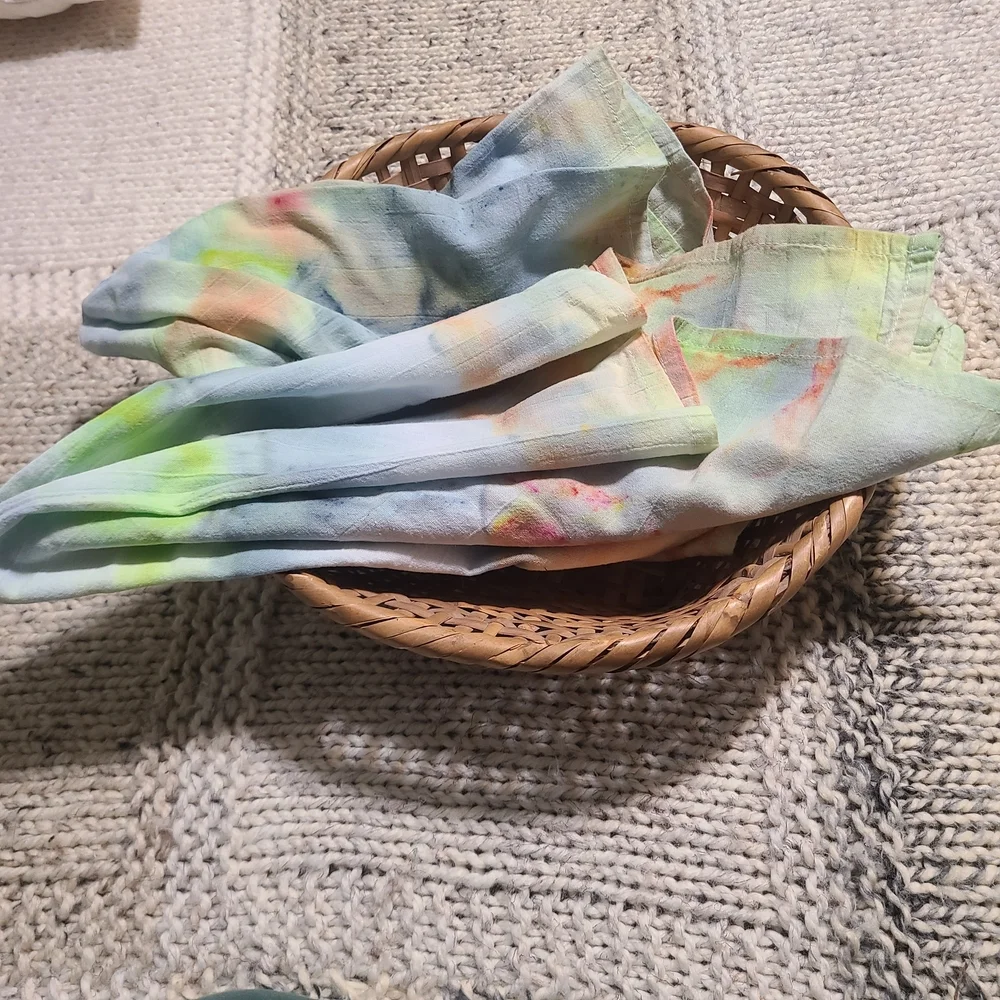 100% Cotton Tie-Dye Kitchen Tea Towel Set Of 2